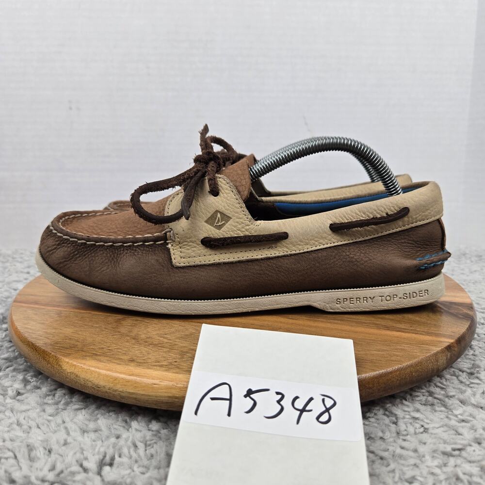 Sperry Top Sider Men 10M Authentic Original 2-Eye Brown Two Tone Daily Boat Shoe